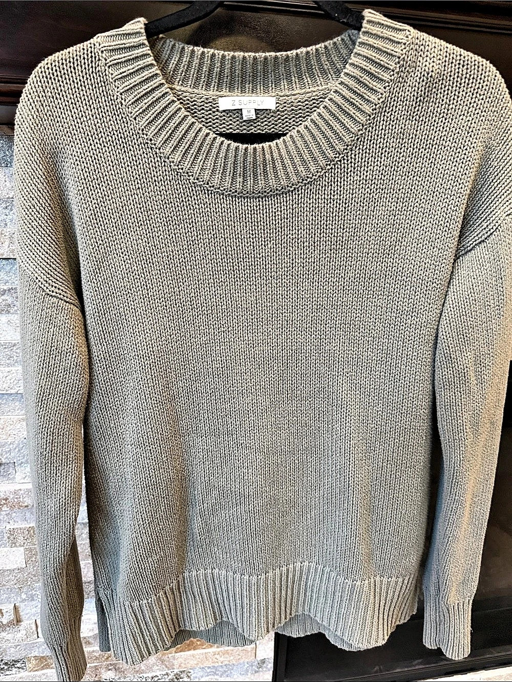 Z Supply Coming Up Sweater Ribbed Crew Neck Gray Medium